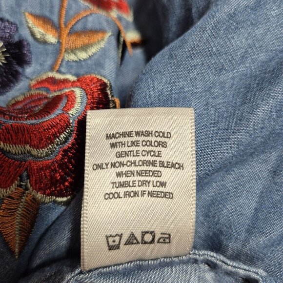 John Mark Women's Blouse Size L Midnight Blue Embroidered  Indian Summer (38) - Picture 12 of 12